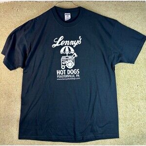 Lenny’s Hot Dogs Feasterville PA Black T Shirt X-Large NOS Philly Combination